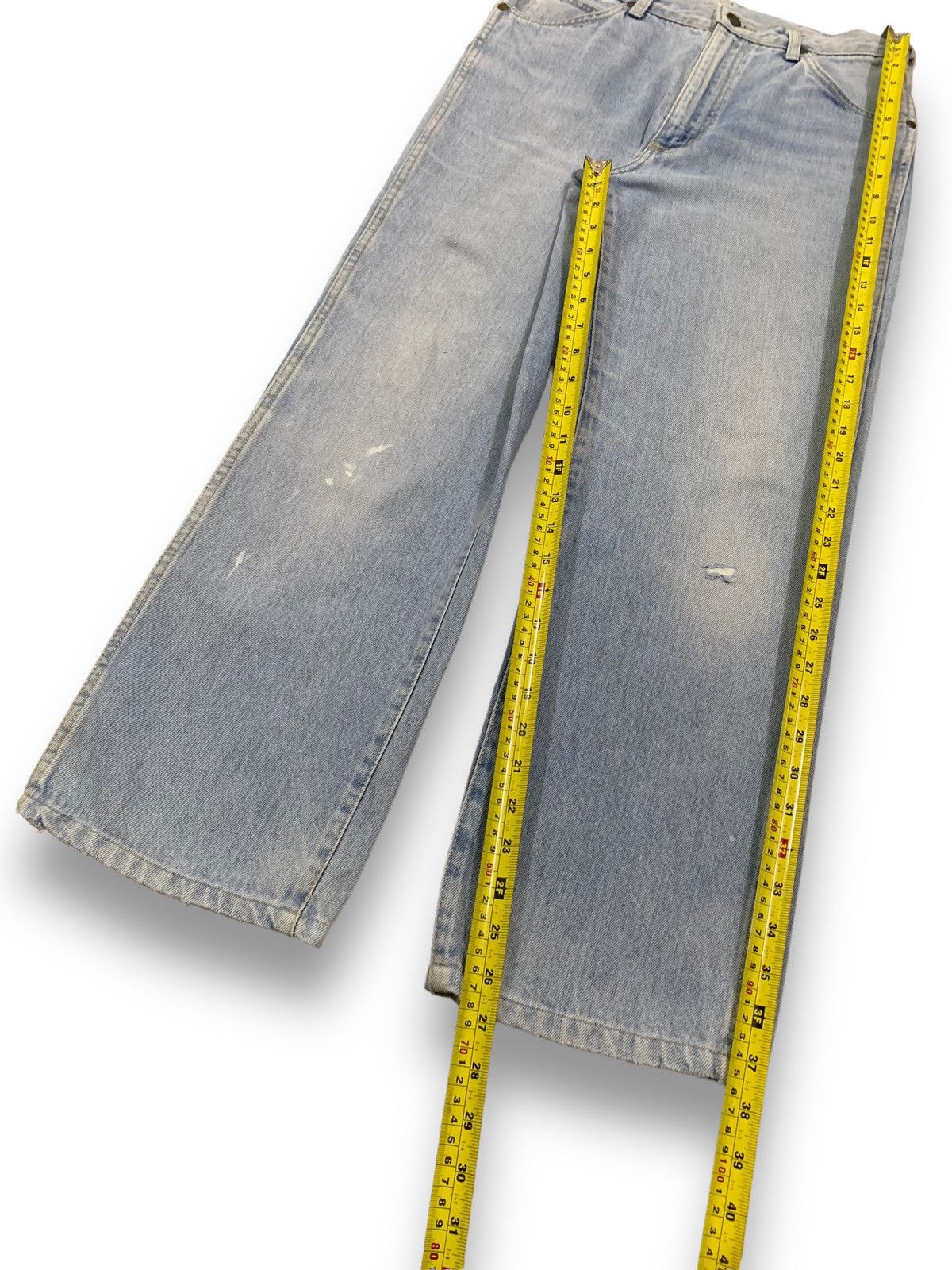 Wrangler Vintage 90s Wrangler Blue Washed Straight Leg Ripped Jeans Size US 29 - 13 Thumbnail