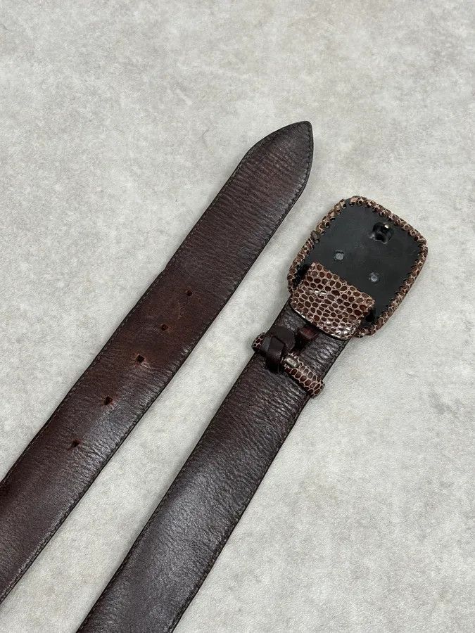 Vintage Cesare Paciotti Gold Dagger Buckle Brown Leather Belt Size ONE SIZE - 5 Thumbnail