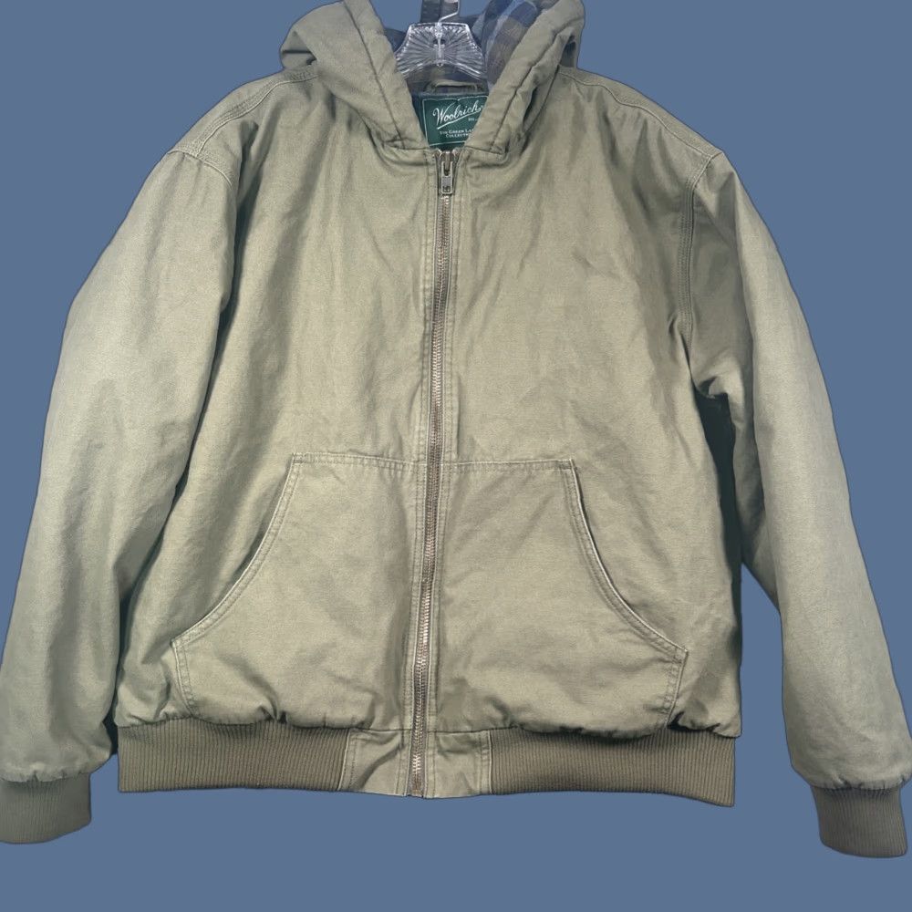 Vintage VINTAGE Woolrich Jacket Mens L Green Canvas Plaid Flannel Lined Workwear Hooded Jacket Size US L / EU 52-54 / 3 - 1 Thumbnail