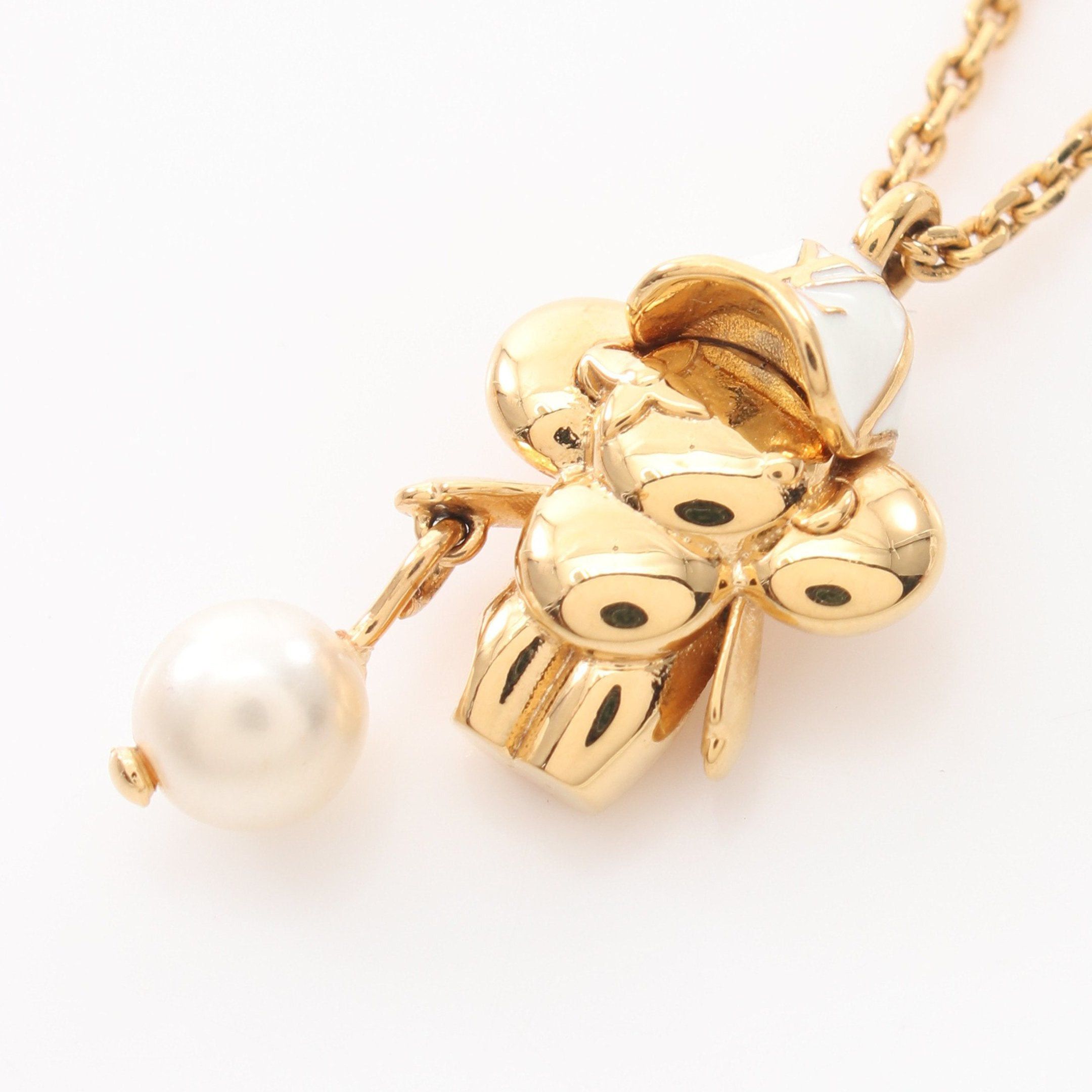 Louis Vuitton Louis Vuitton Vivienne Necklace Gp Fake Pearl Gold White Size ONE SIZE - 1 Thumbnail