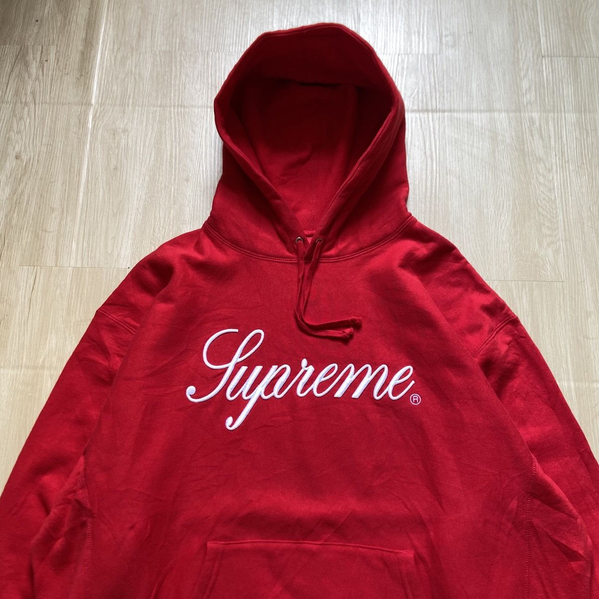 Supreme Supreme Raised Script Hoodie Fw23 Size US XL / EU 56 / 4 - 2 Thumbnail