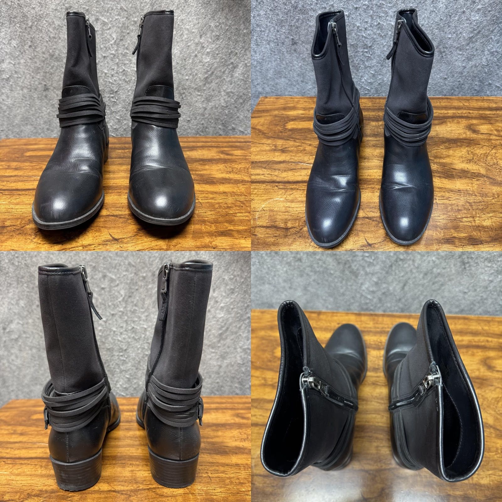 Chaps Chaps Gari Boots Womens 8 Black Mid Calf Riding Strap Buckle Zip Low Heel Size US 8 / IT 38 - 8 Thumbnail