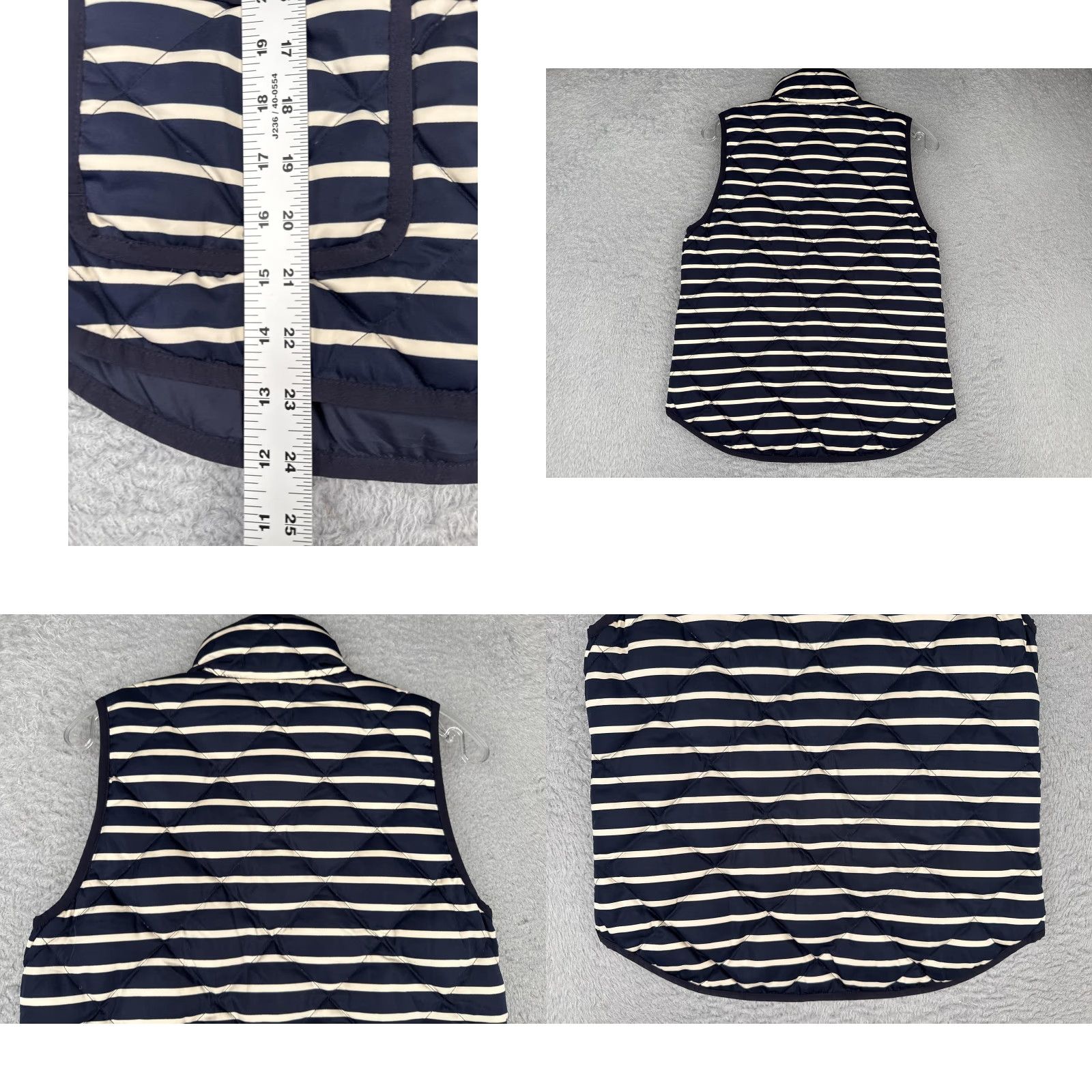 J.Crew J.CREW Vest Womens XS Navy White Stripe Quilted Puffer Down Fill Lightweight Zip Casual Knit Size XS / US 0-2 / IT 36-38 - 9 Thumbnail