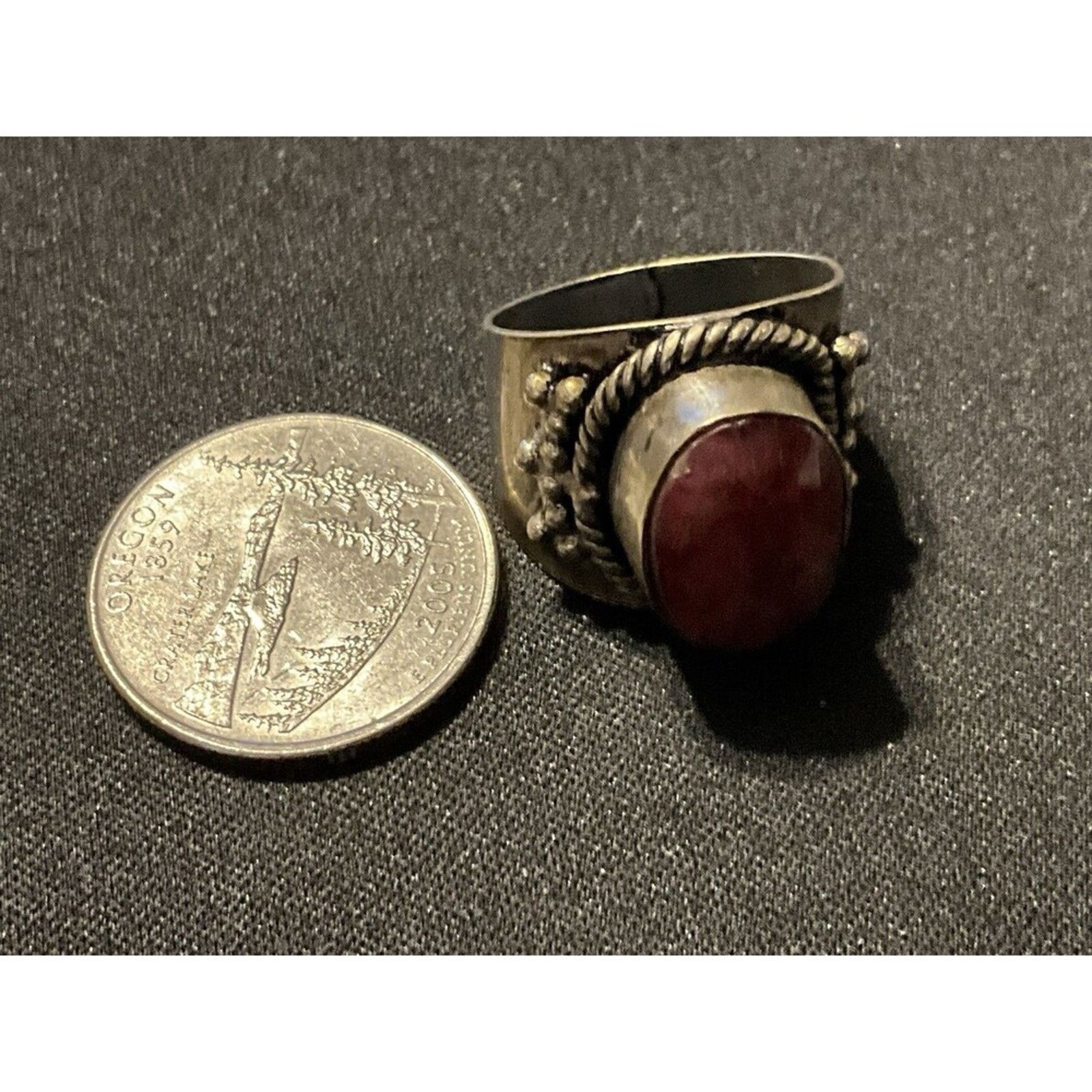 Other 925 Faceted Cabachon Ruby Ornate Rope Size 8.5 Size ONE SIZE - 6 Thumbnail