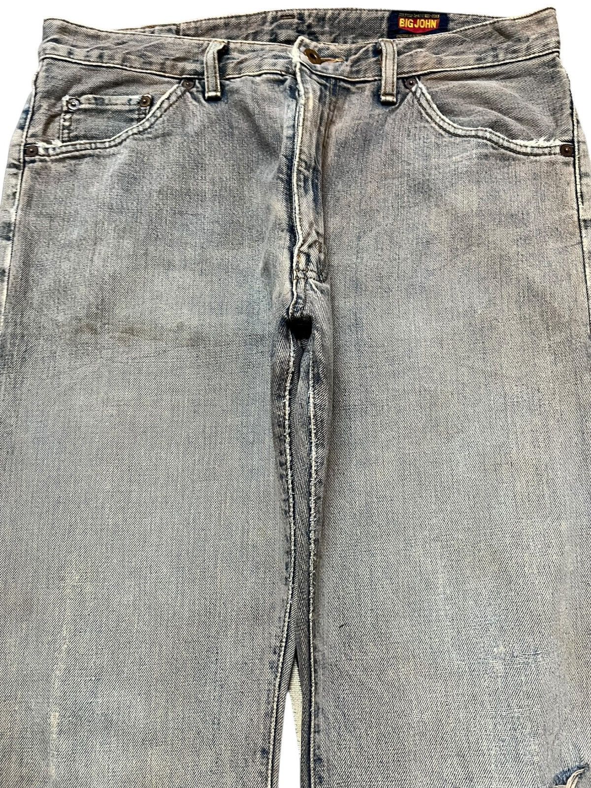 Big John Vintage Big John Baggy Blue Black Distressed Denim Size US 33 - 2 Thumbnail