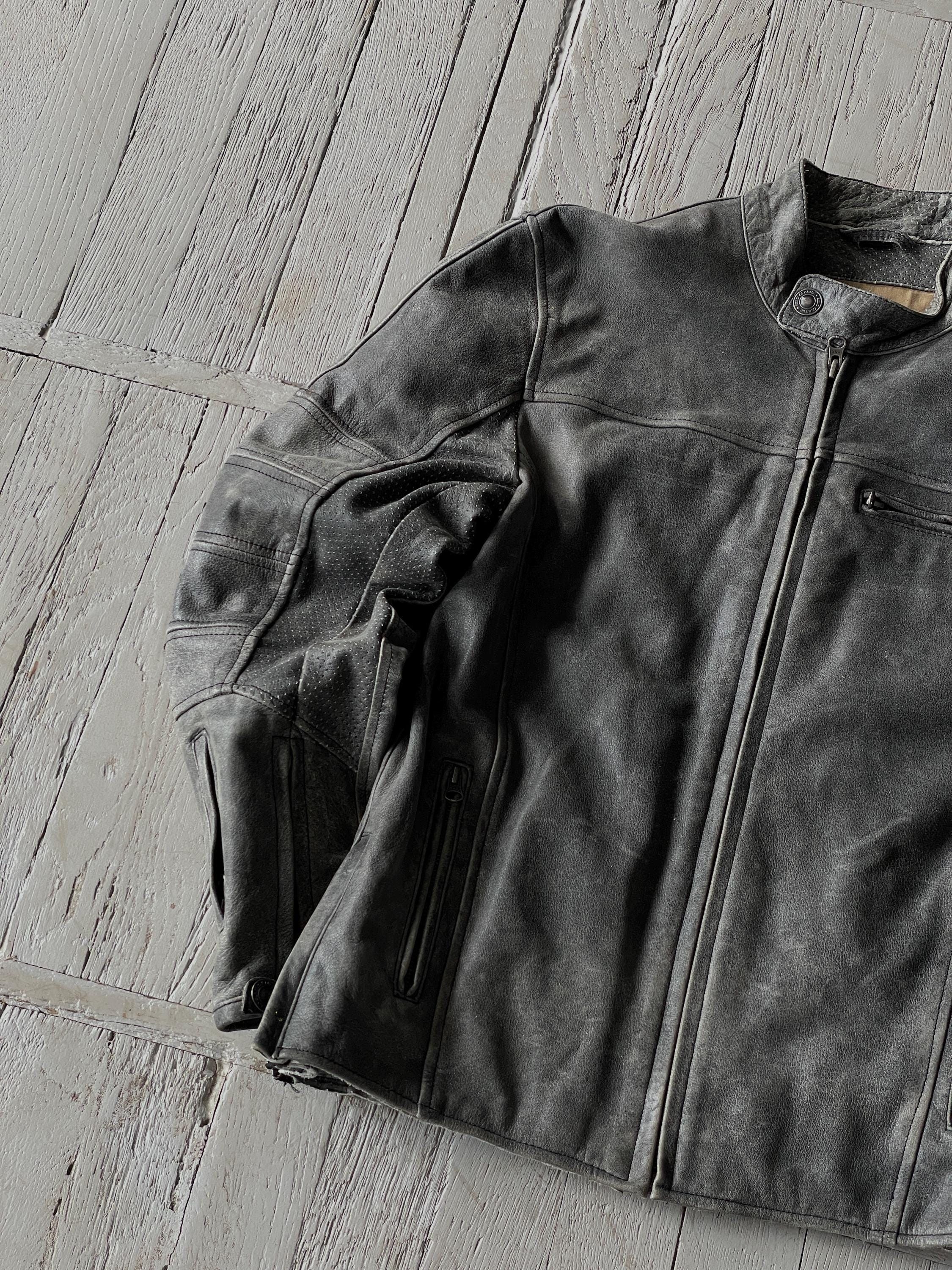 Vintage CRAZY Real Leather Motorcycle Jacket Size US M / EU 48-50 / 2 - 4 Thumbnail