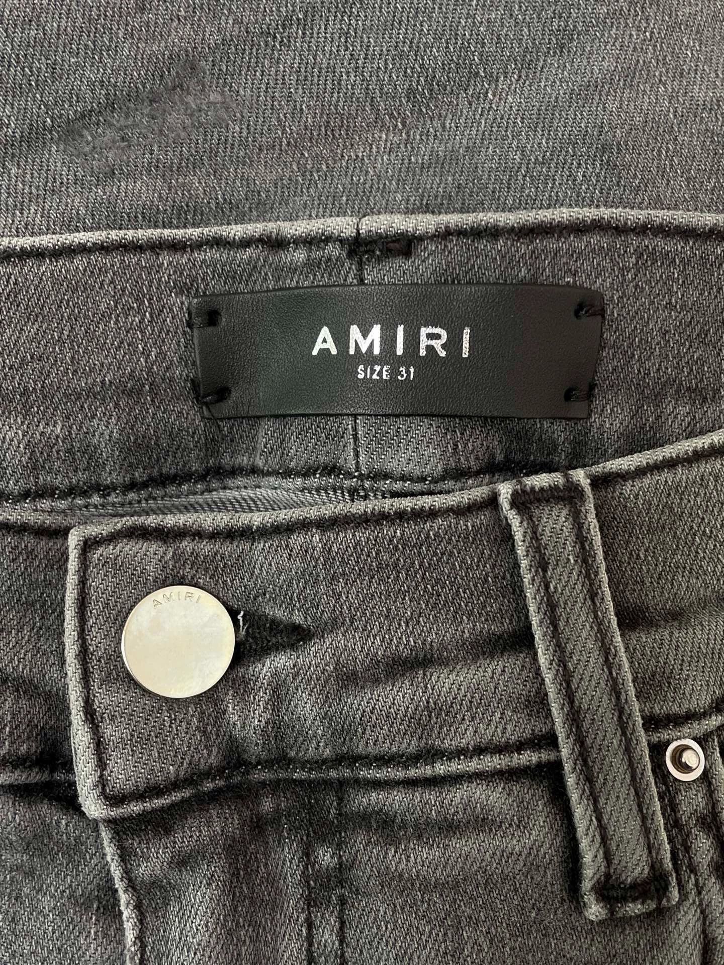 Amiri Amiri OG MX1 Gray Leather Panel Denim Jeans 31 NWT Size US 31 - 3 Thumbnail