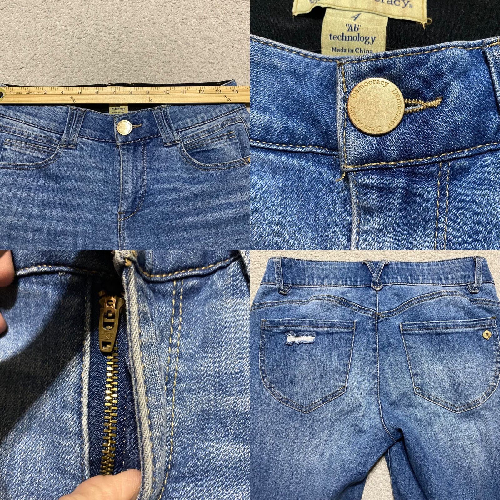 Vintage Democracy Jeans Blue Denim Medium Wash Skinny Mid Rise Womens Size 4 Slim Regular 5-Pocket Stretch Cotton Blend Size 27" / US 4 / IT 40 - 8 Thumbnail