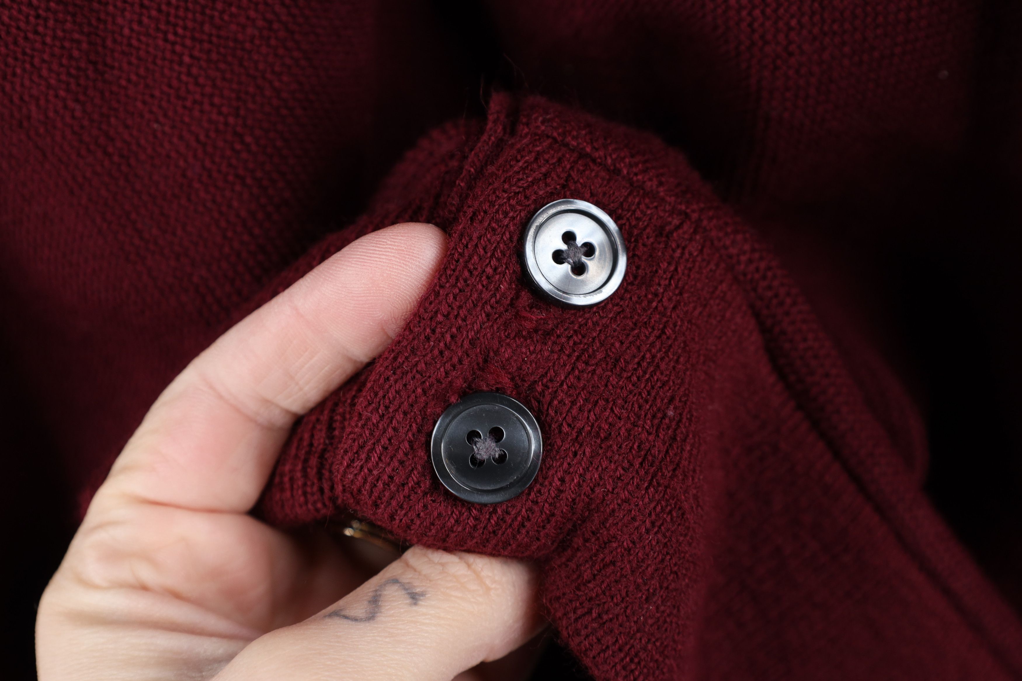 Vintage Vintage 90s Streetwear Knit Cardigan Sweater Maroon USA Size US L / EU 52-54 / 3 - 4 Thumbnail
