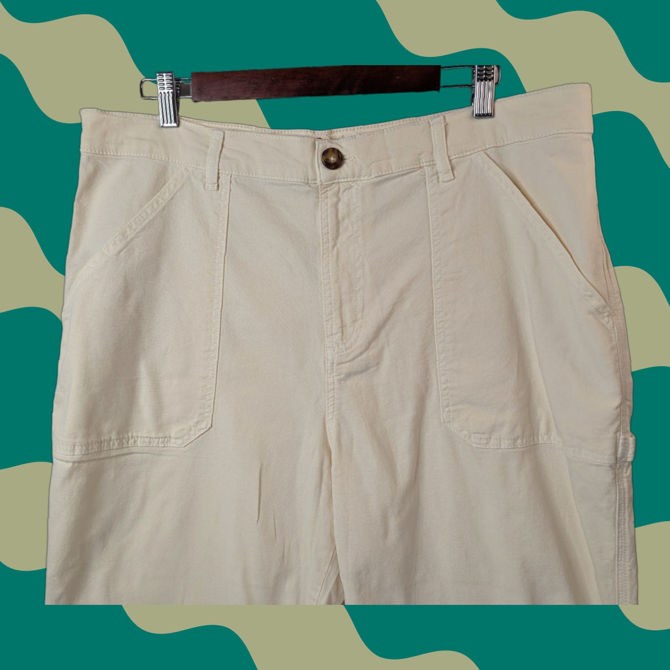Marine Layer Marine Layer Maya Utility Pants Women’s 14 Carpenter Cotton Stretch Beige Slim Straight Pockets Zipper Logo 14934 Size 36" / US 14 / IT 50 - 1 Thumbnail