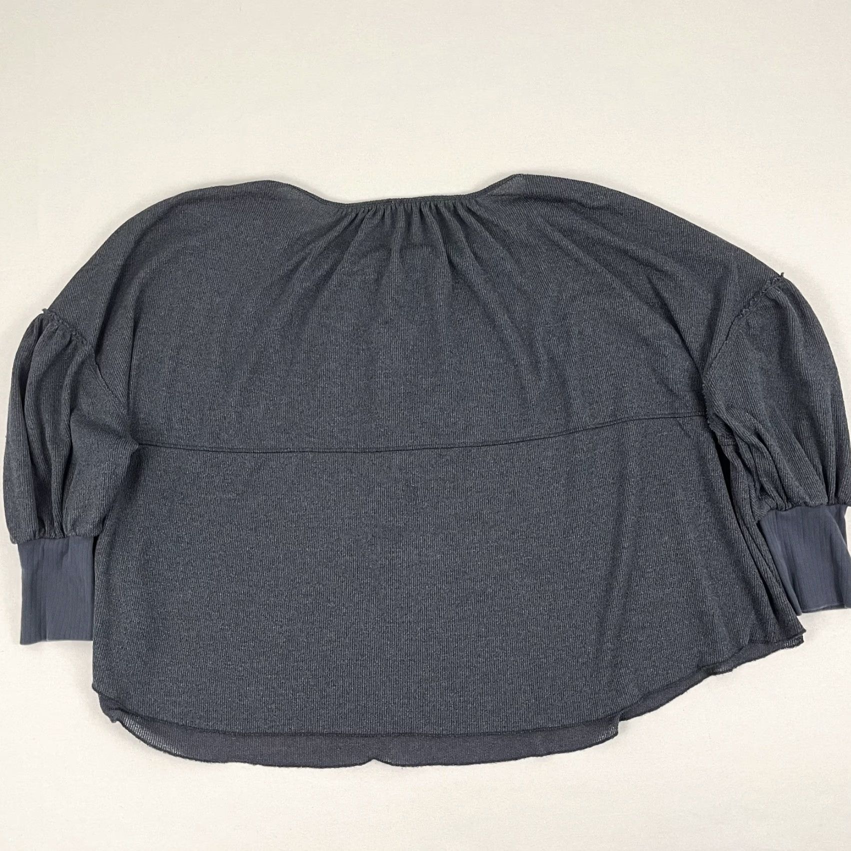 Free People Free People Marla Blouse Women XL Oversized Gray Henley Popover Puff Ribbed Boho Size XL / US 12-14 / IT 48-50 - 7 Thumbnail