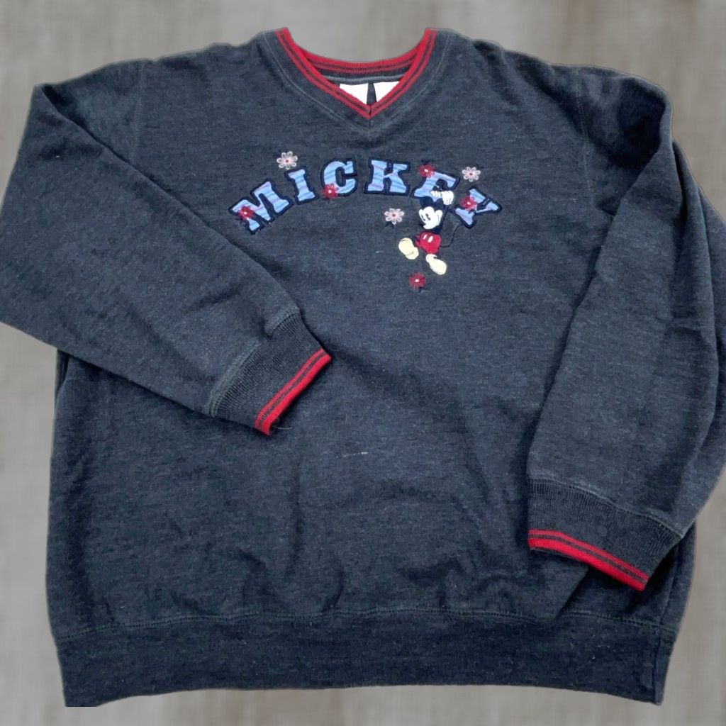 Disney VINTAGE Disney Sweatshirt Women M Gray Mickey Embroidered Logo Pullover Regular Fit Size M / US 6-8 / IT 42-44 - 1 Thumbnail