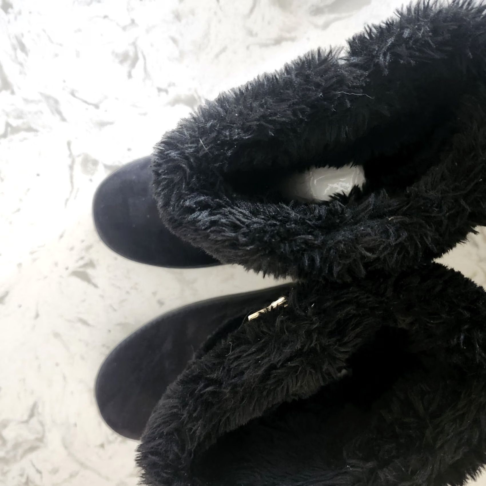 Guess G by Guess Gallion Boots Mid-Calf Womens US 7M Black Faux Fur Lined Fur Trim Medallion Logo Winter Boot Size US 7 / IT 37 - 6 Thumbnail