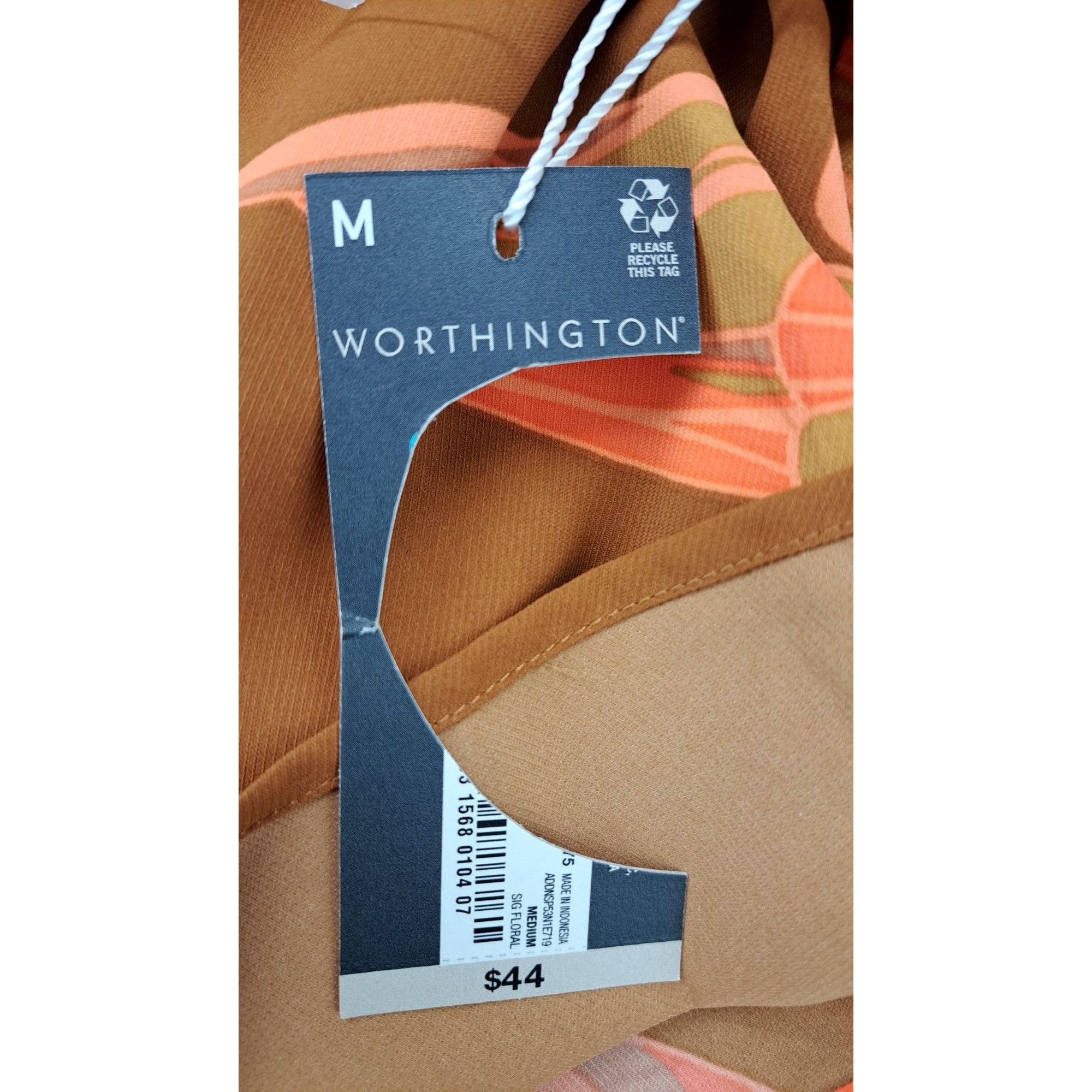 Worthington Worthington Women Halter Top Brown Pink Floral Cross Straps Size M / US 6-8 / IT 42-44 - 5 Thumbnail