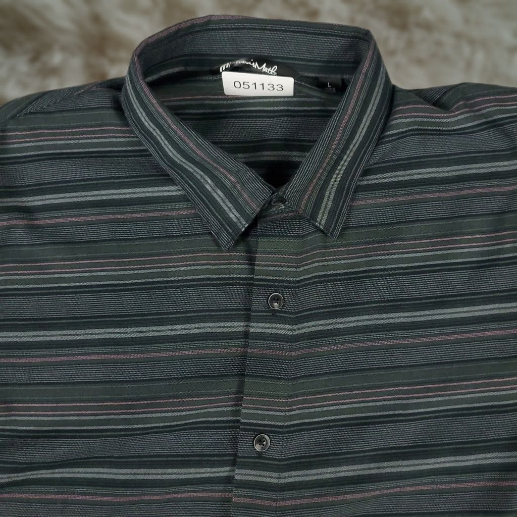 TravisMathew Travis Mathew Shirt Mens Size Large Black Striped Button-Up Short Sleeve Casual Business Formal Size US L / EU 52-54 / 3 - 1 Thumbnail