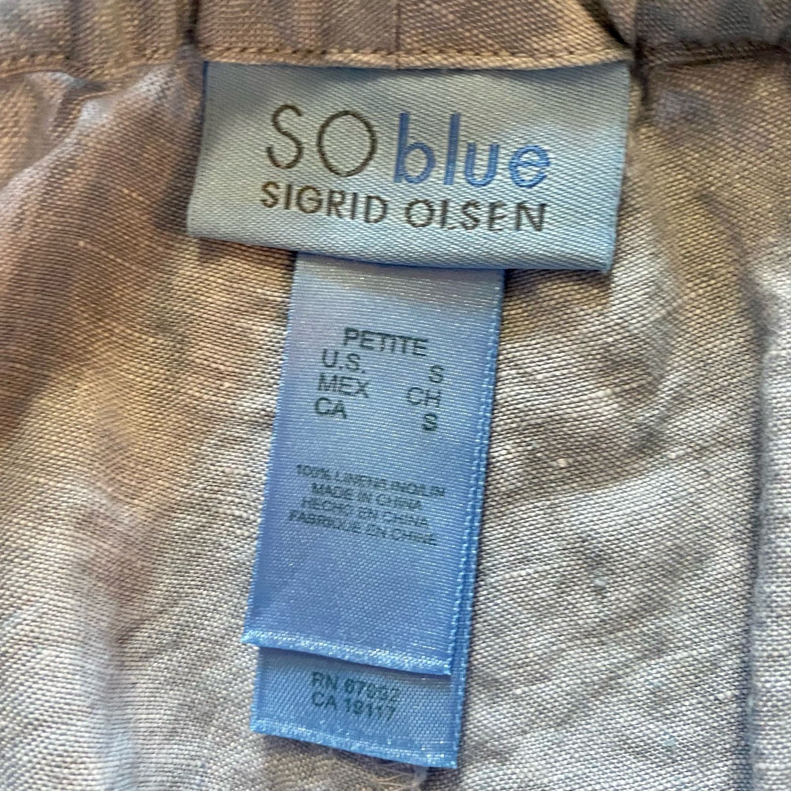 Other Sigrid Olsen SO Blue Cropped Linen Pants Womens Petite Small Size 28" / US 6 / IT 42 - 12 Thumbnail