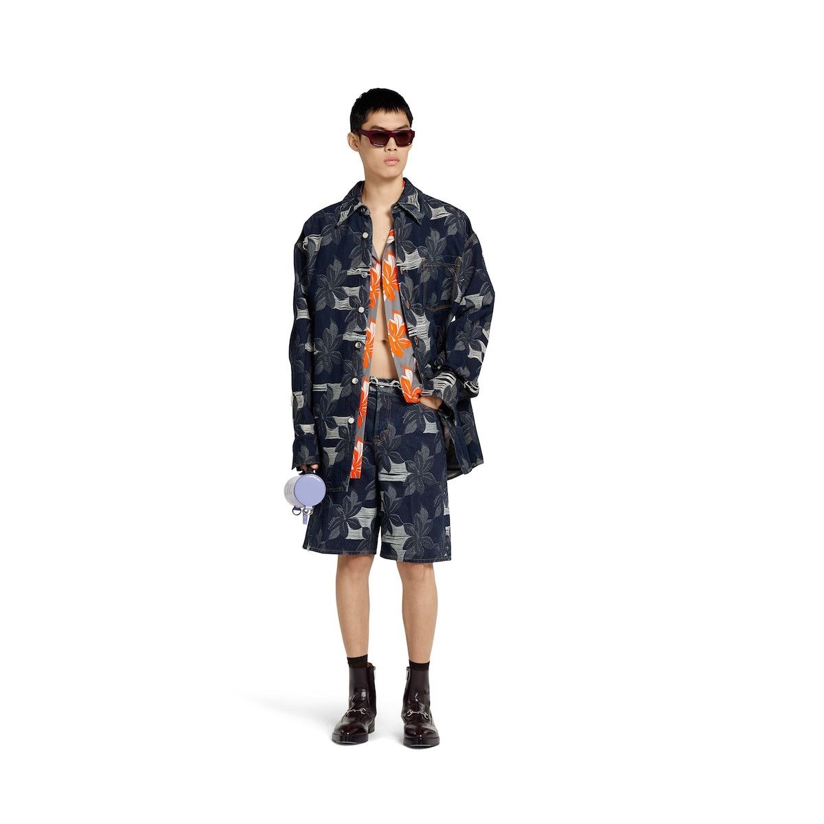 Gucci o1loc1c1125 822248 Cotton Denim Floral Jacquard Shirt Size US L / EU 52-54 / 3 - 4 Thumbnail