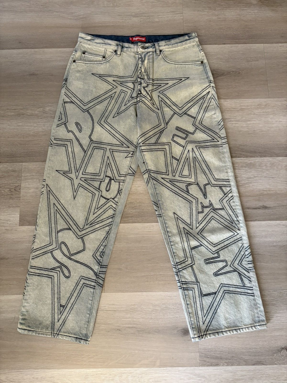 Supreme Stars Topstitch Baggy Jean | Grailed