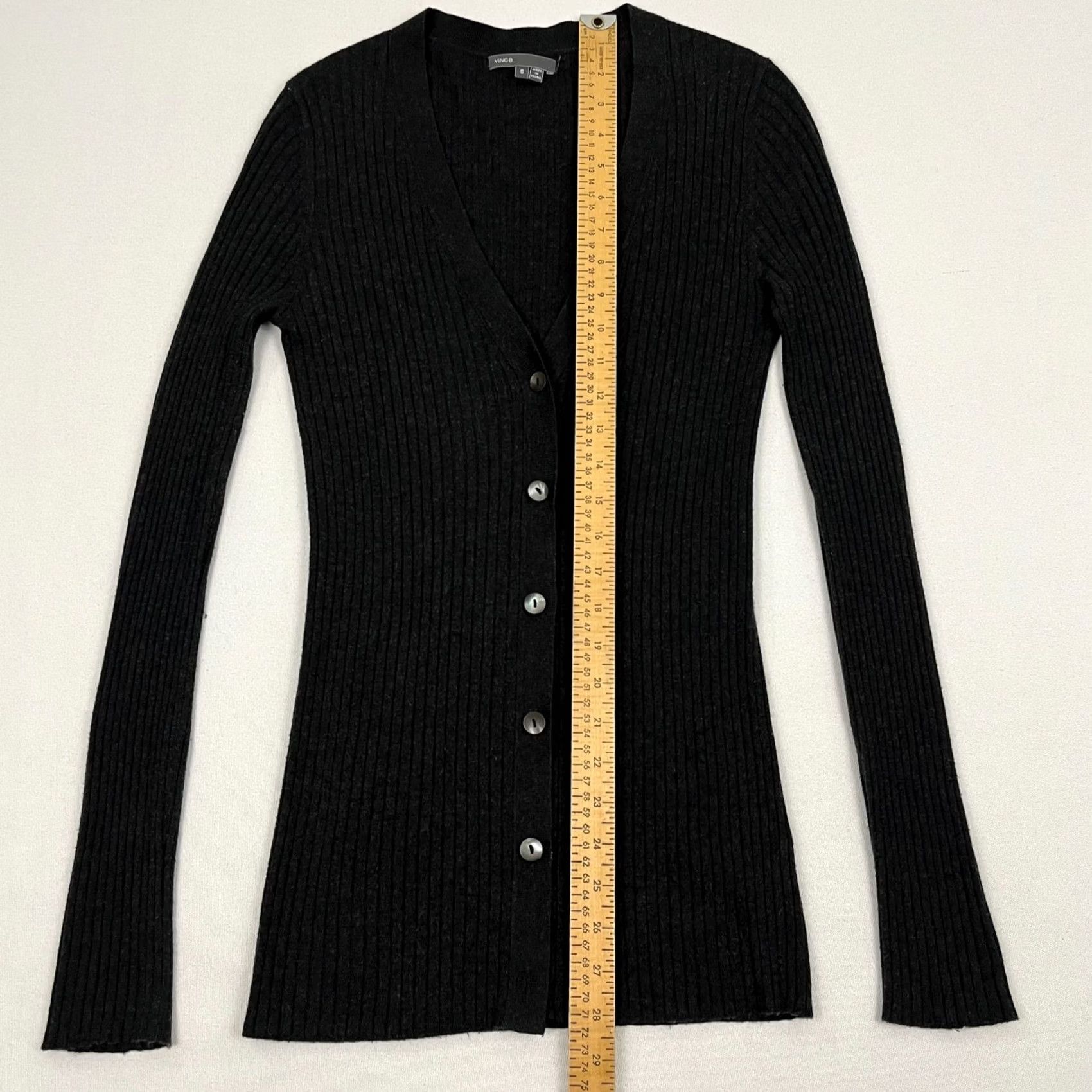 Vince Vince Cardigan Sweater Women S Slim Fitted Gray Ribbed Cashmere Blend Minimalist Cardigan S Gray Womens Silk-Lead? Size S / US 4 / IT 40 - 4 Thumbnail