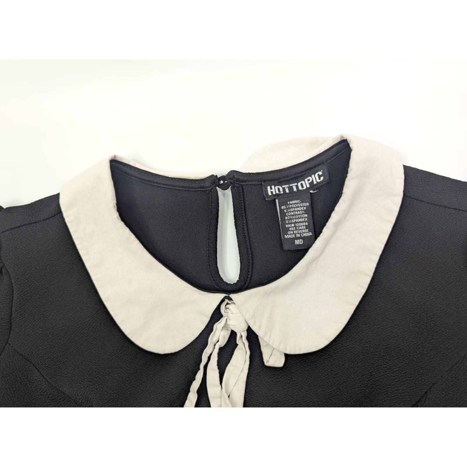 Hot Topic Hot Topic Dress Black Collar Goth Wednesday Adams Vibes Short Sleeve Medium Womens Size 32" / US 10 / IT 46 - 7 Thumbnail