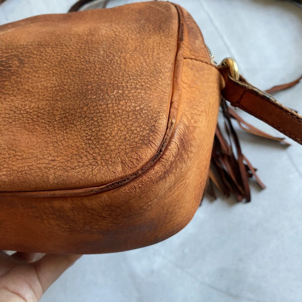 Gucci ❗️Trashed❗️Gucci Soho Disco Bag GG Faded Distressed Vintage Size ONE SIZE - 9 Thumbnail