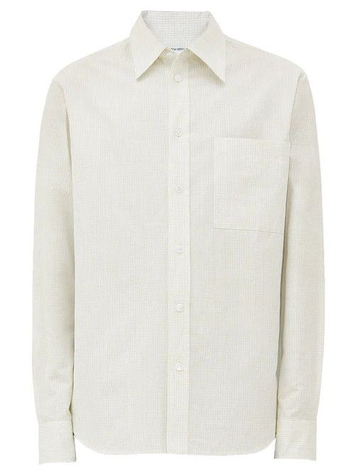 Bottega Veneta o1lf3ng10825 Cotton Linen Check Shirt in Ivory Size US S / EU 44-46 / 1 - 1 Thumbnail