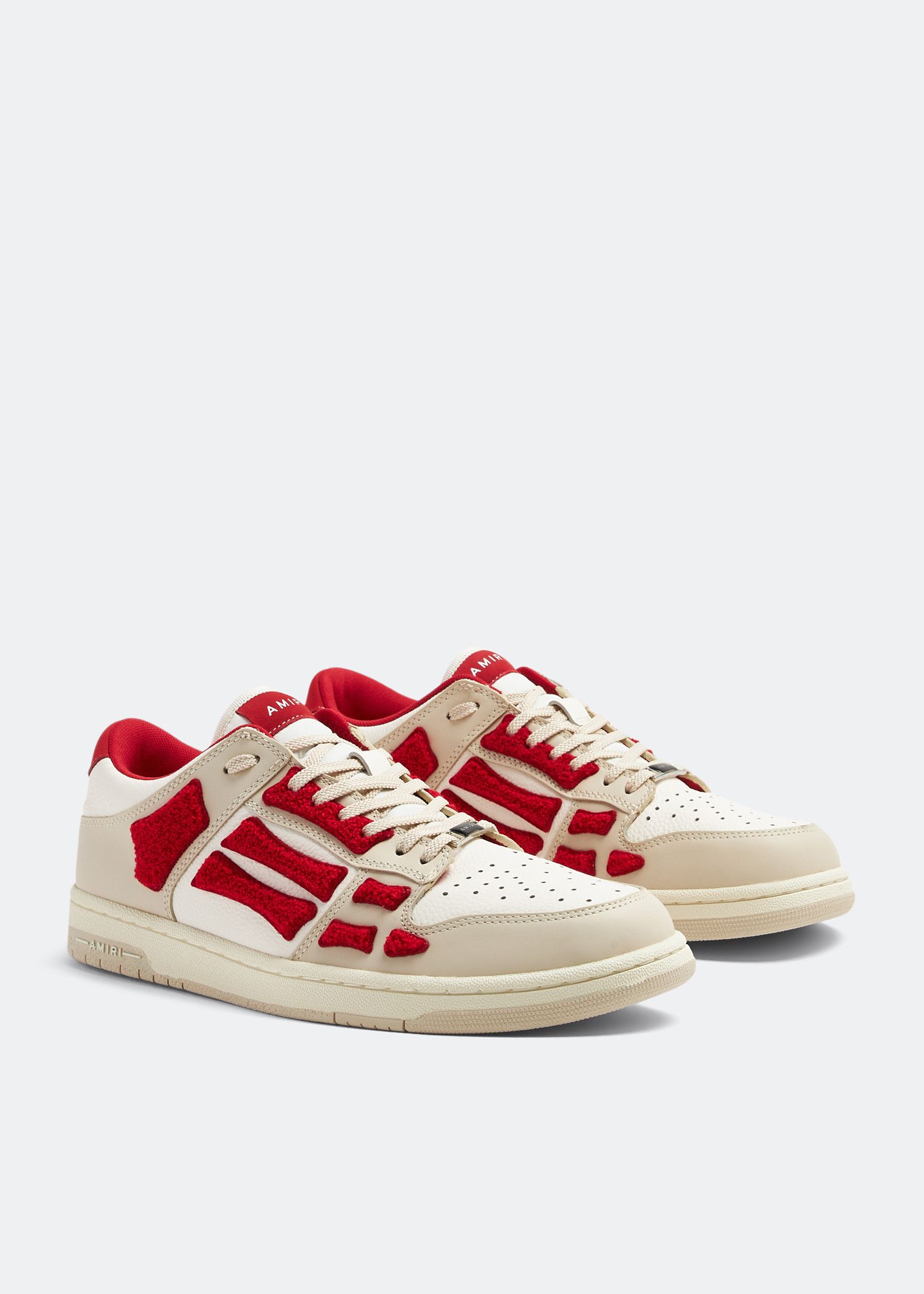 Amiri o1w1db11224 Skel Panelled Leather Low-Top Sneakers White/Red Size US 15 / EU 48 - 5 Thumbnail