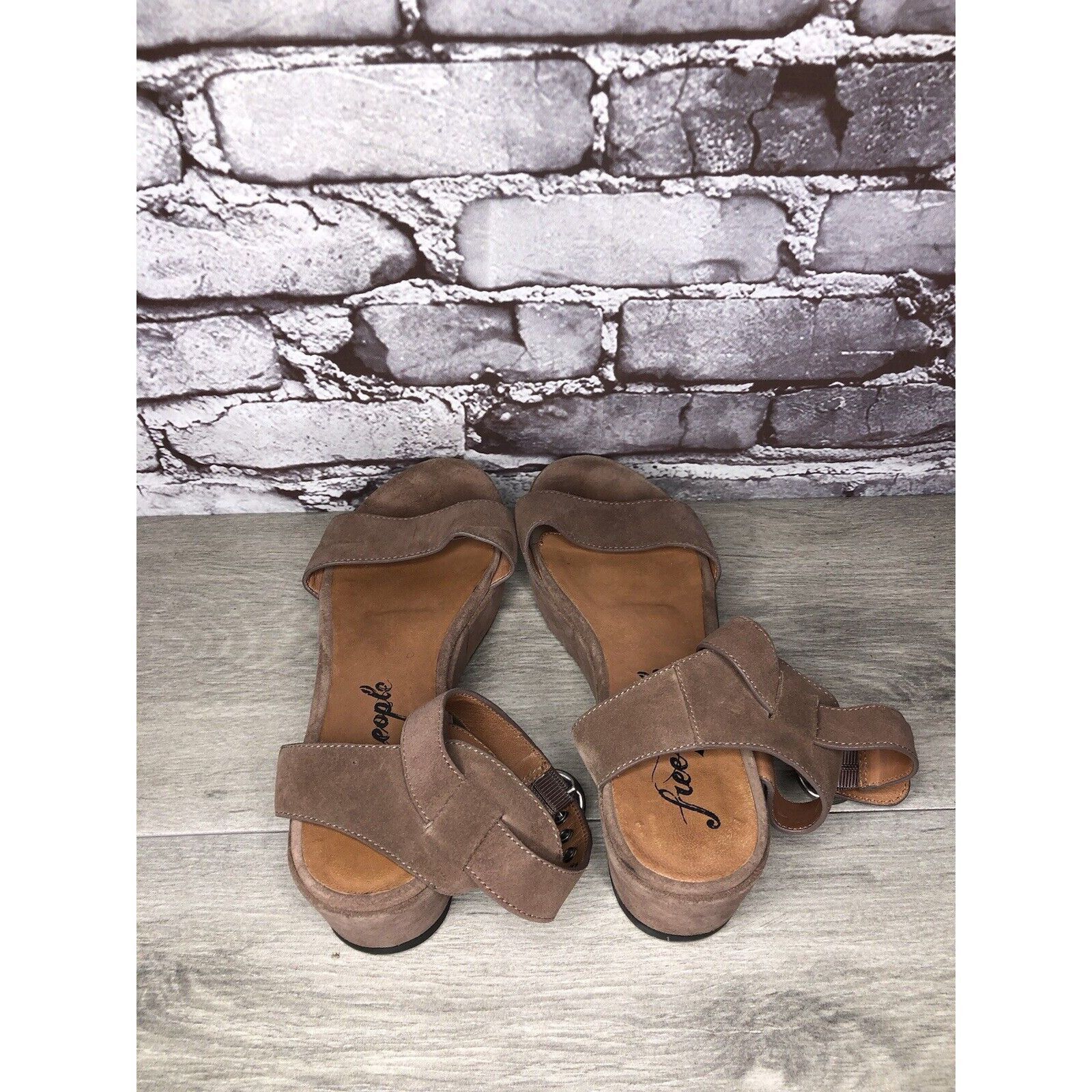 Free People Free People Plum Taupe Suede Platform Ankle Strap Sandals Wo Size US 8 / IT 38 - 22 Thumbnail