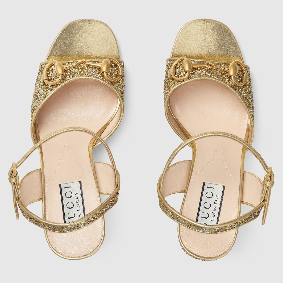 Gucci o1s1wg110125 Mid-Heel Sandals With Horsebit in Gold Size US 4.5 / IT 34.5 - 4 Thumbnail
