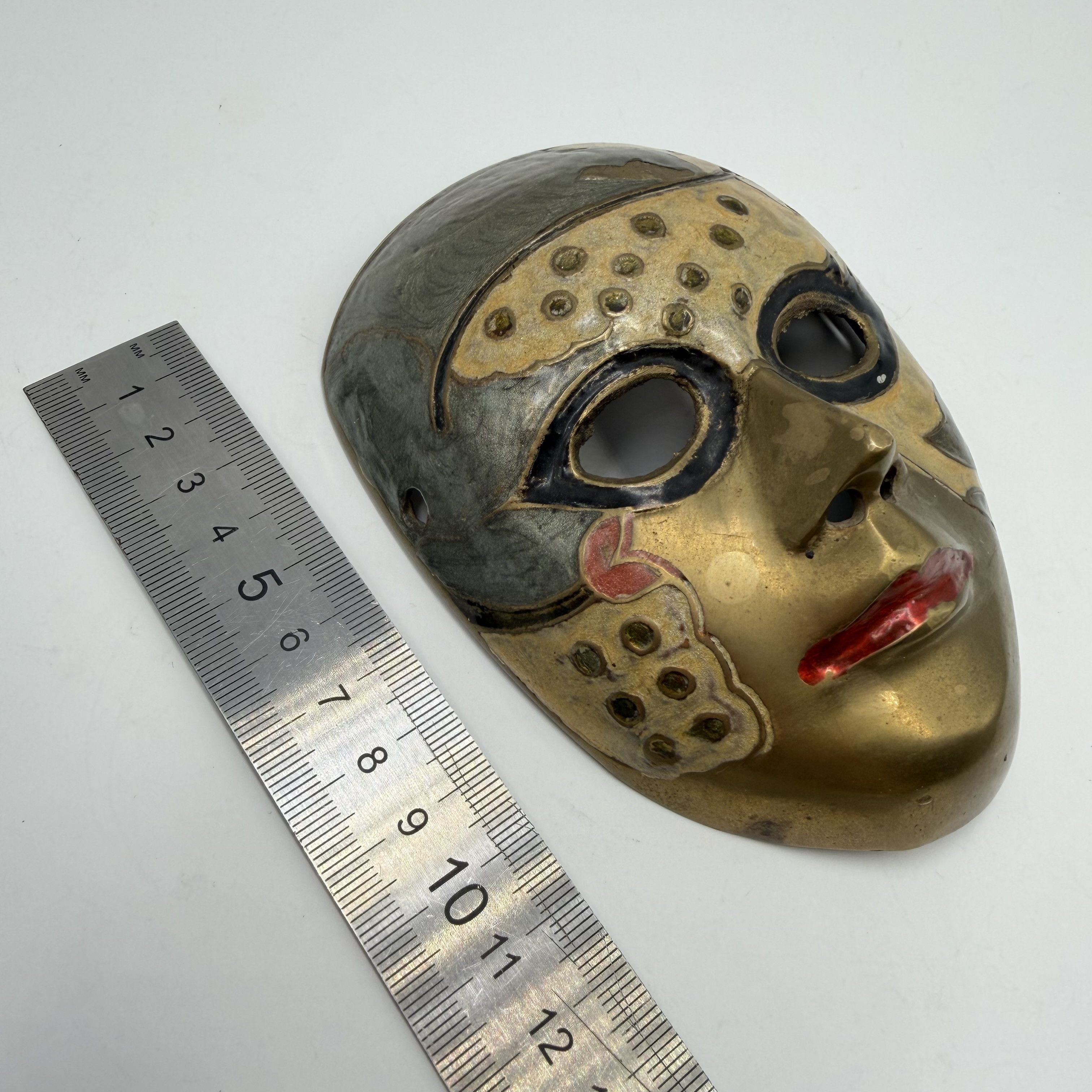 Vintage Vintage Venetian Bronze Enamel Mask Wall Decor Size ONE SIZE - 6 Thumbnail