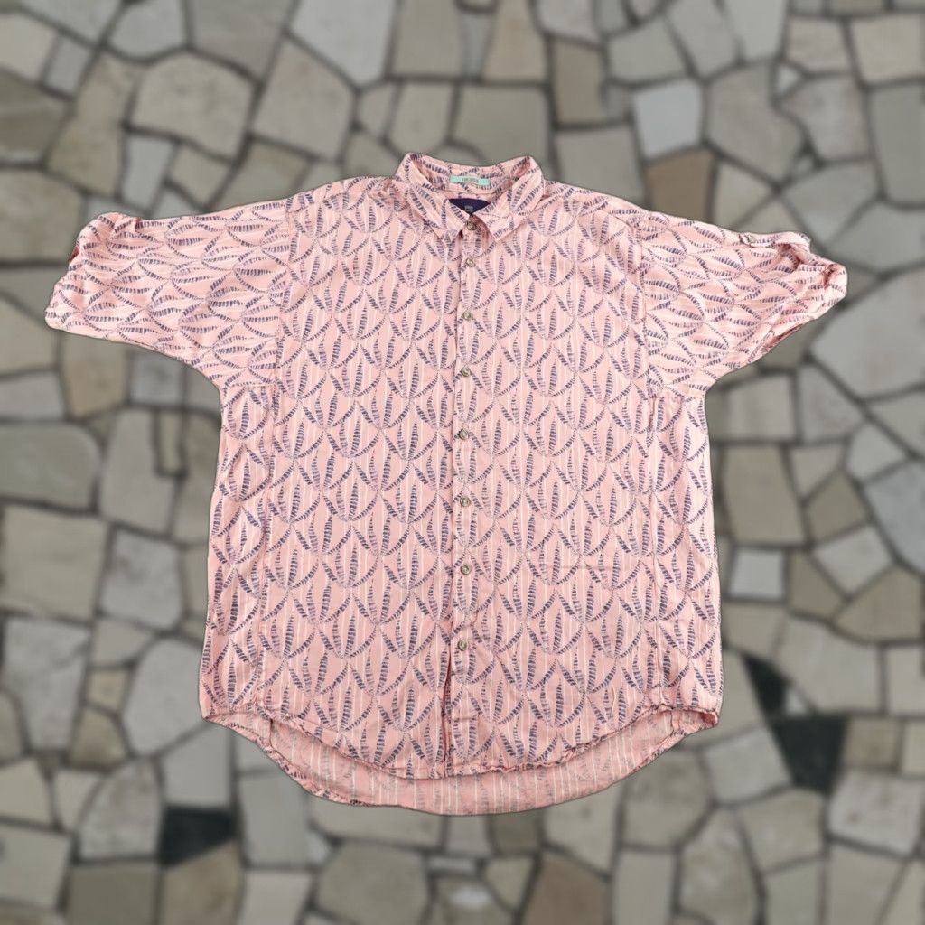 Scotch & Soda VINTAGE Scotch & Soda Shirt Men Large Pink Abstract Geometric Short Sleeve Summer Button-Up Outdoor Size US L / EU 52-54 / 3 - 1 Thumbnail