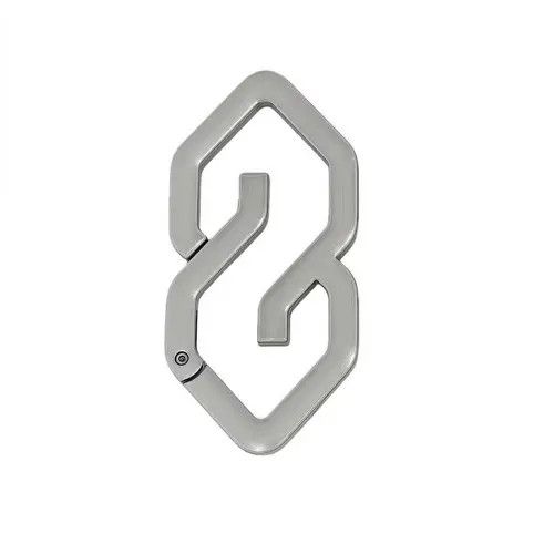 Jewelry Silver Geometric Metal Carabiner Clips, Keychain Hooks Size ONE SIZE - 3 Thumbnail