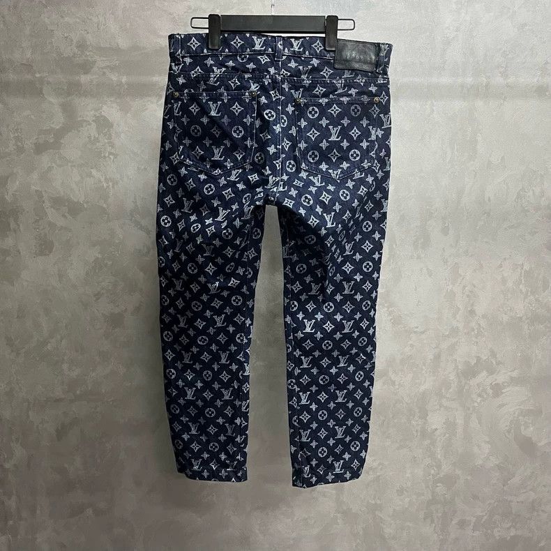 Louis Vuitton Louis Vuitton Blue Straight Leg Print Jeans 2505-Nextarrow Size US 31 - 2 Thumbnail