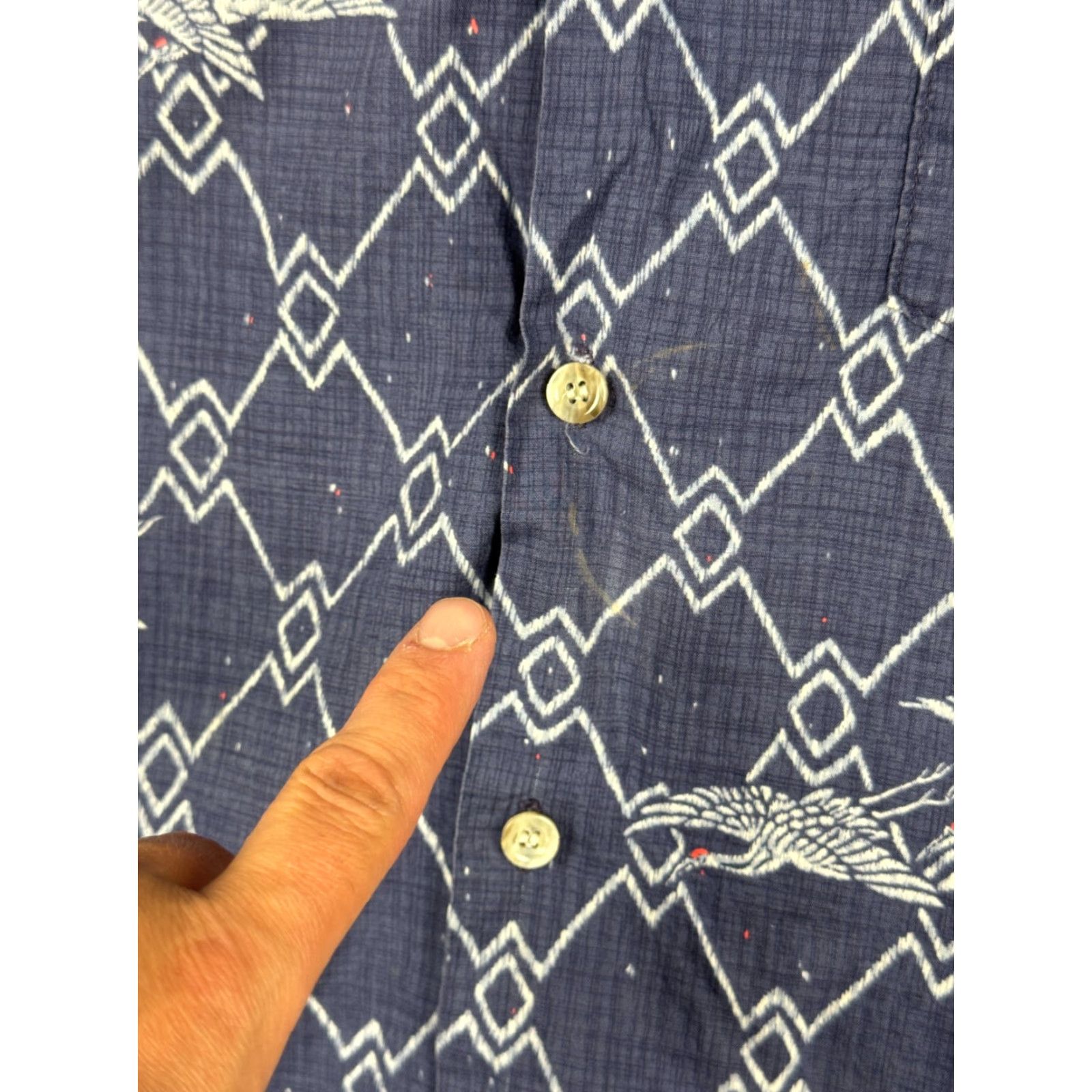 Vintage VINTAGE SPIRE California Shirt Mens Medium Blue Button-Front Abstract AOP Birds M shirts blue casual 1890s disco Size US M / EU 48-50 / 2 - 6 Thumbnail