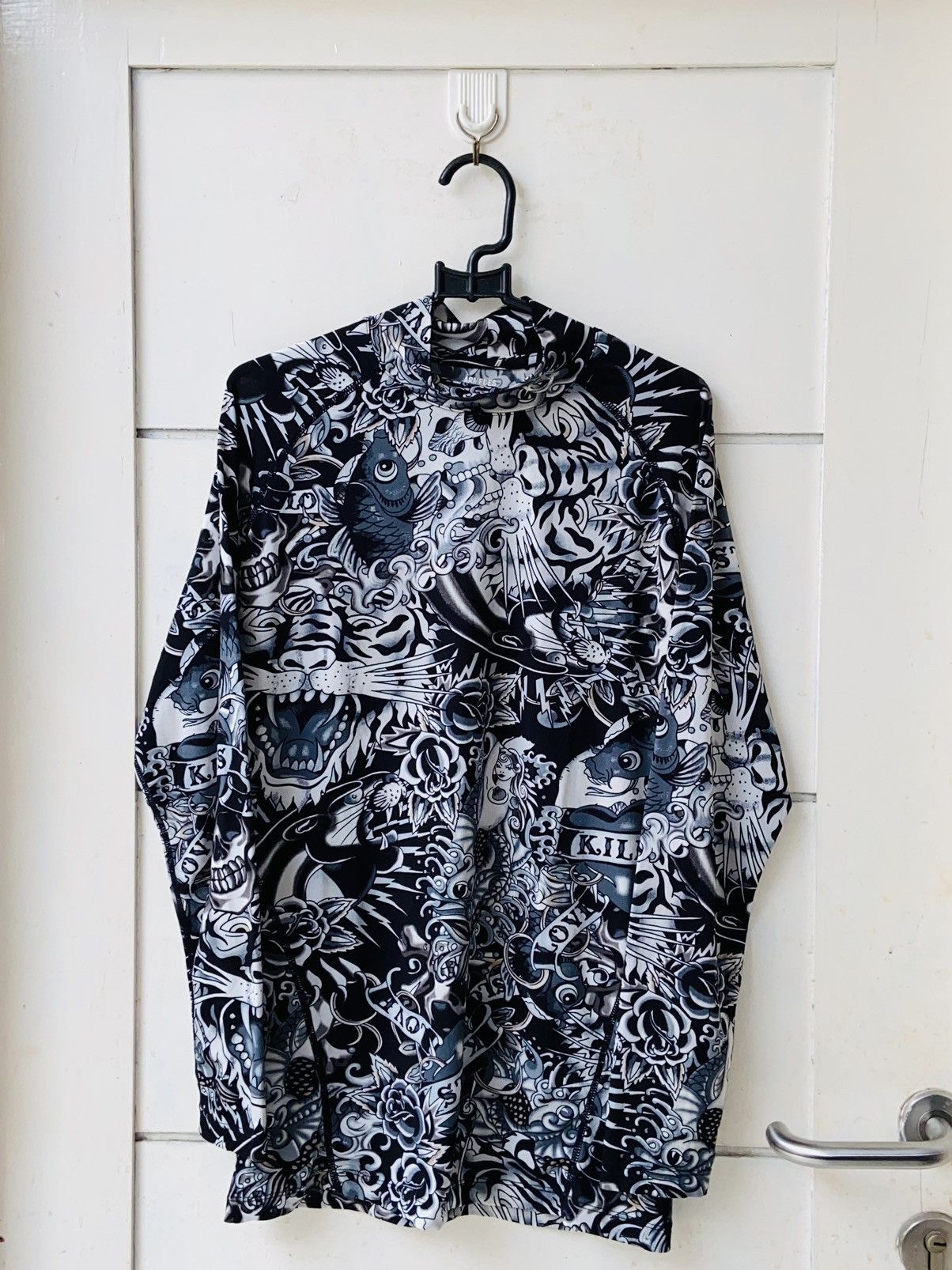 image of Jean Paul Gaultier Armedes Patterned Long Sleeve T-Shirt in Black, Men's (Size Medium)