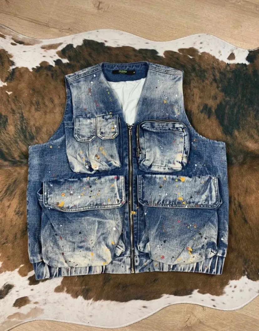 Jaded London CRAZY JADED LONDON PAINT SPLATTER VEST DENIM JACKET Size US M / EU 48-50 / 2 - 1 Thumbnail