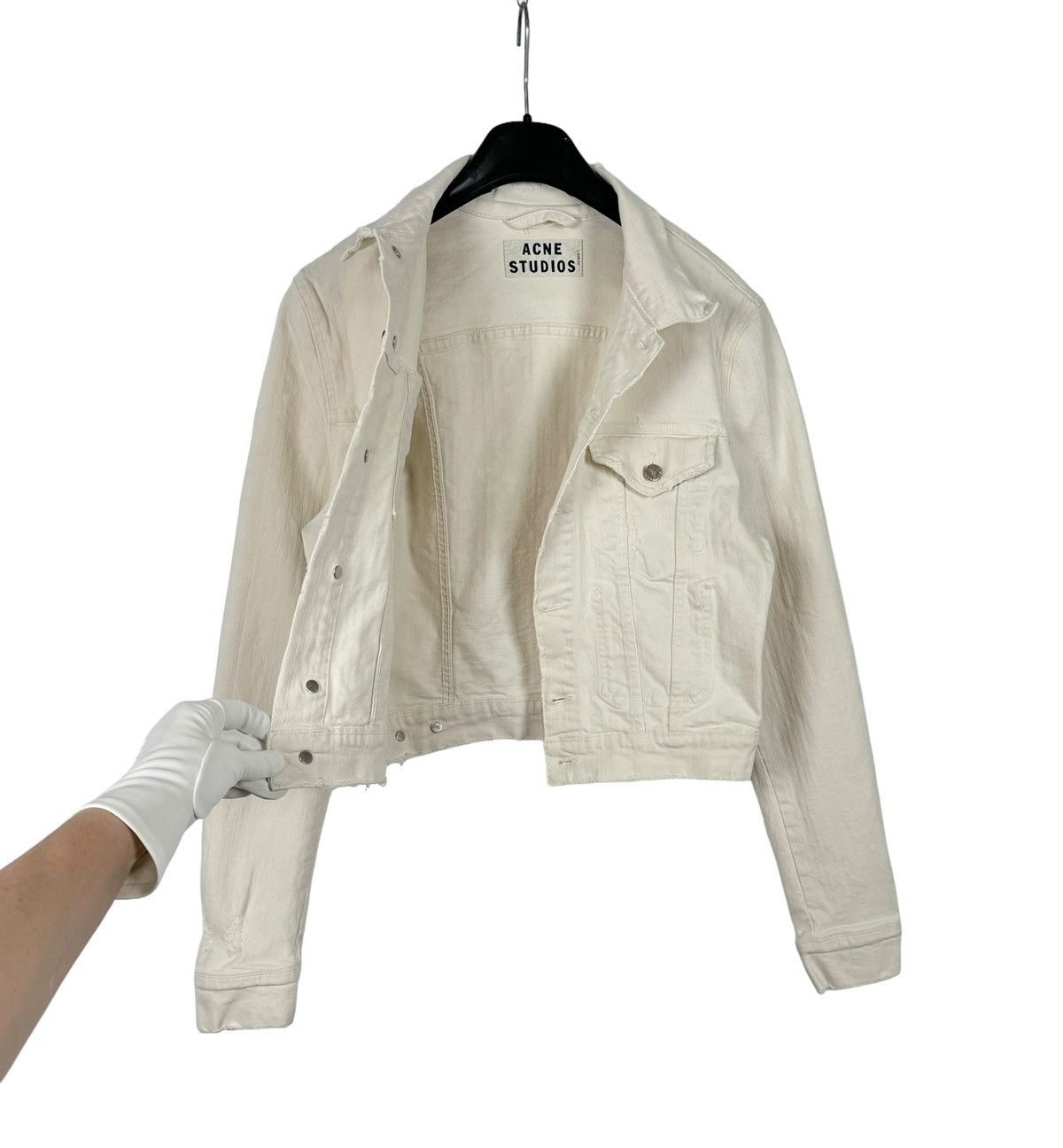 Acne Studios Acne Studios Distressed Denim Jacket Tag Used Ecru size 38 Size XS / US 0-2 / IT 36-38 - 13 Thumbnail