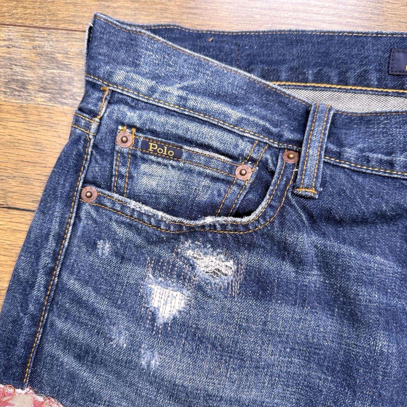 Polo Ralph Lauren Polo Ralph Lauren Jeans Boyfriend Womens 29 Blue Aztec Patch Stretch Denim 5-Pocket Regular Mid Rise 28 In Inseam Jeans Accessories Logo Size 29" - 5 Thumbnail