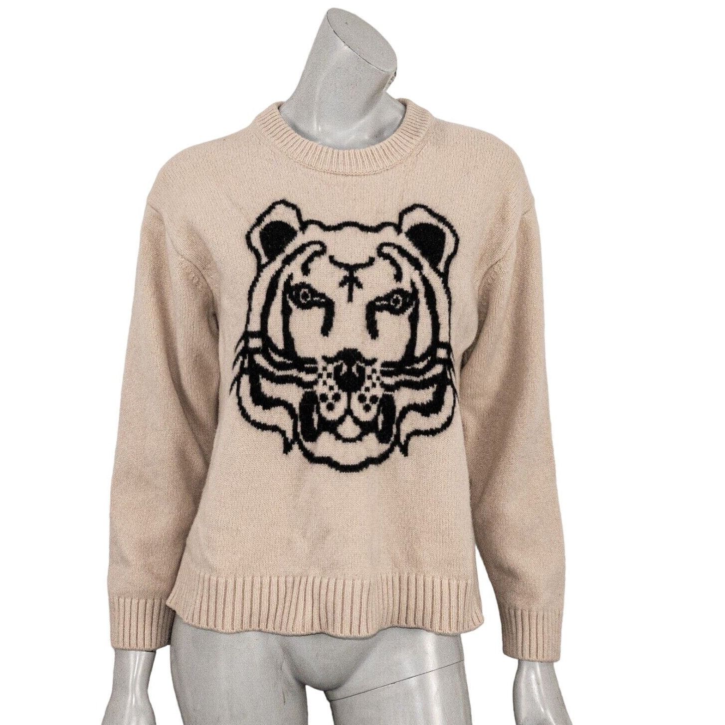 Kenzo KENZO Women's Wool K-Tiger Sweater Crewneck in Beige knit Size M / US 6-8 / IT 42-44 - 1 Thumbnail