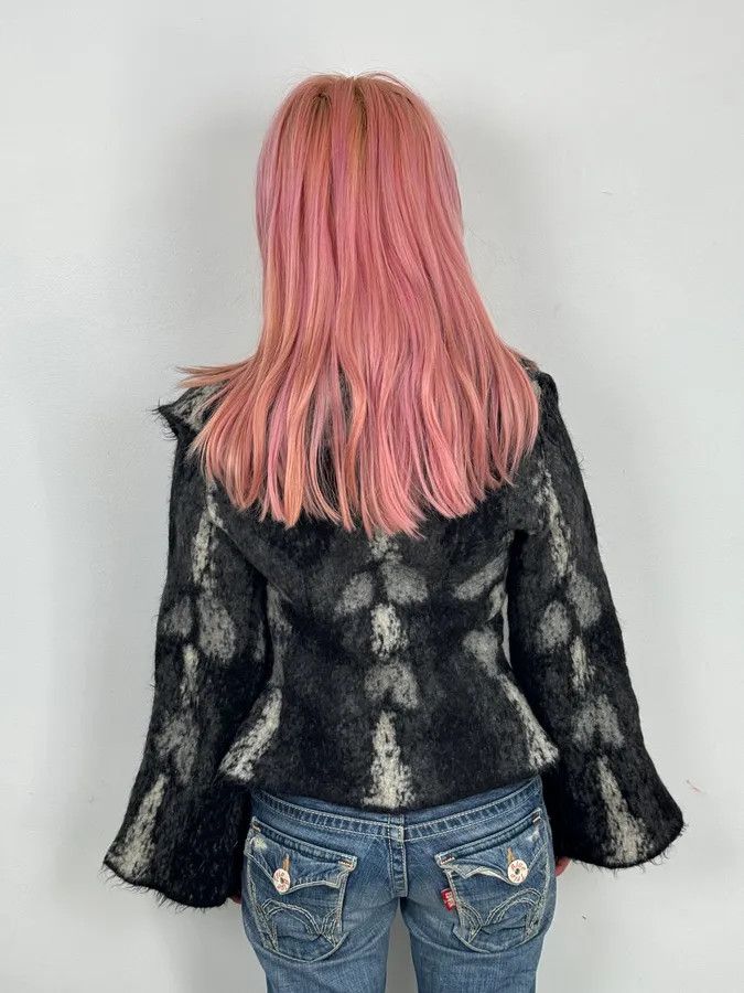 Roberto Cavalli 2000s Roberto Cavalli Black Mohair Abstract Animal Print Cardigan Size S / US 4 / IT 40 - 3 Thumbnail