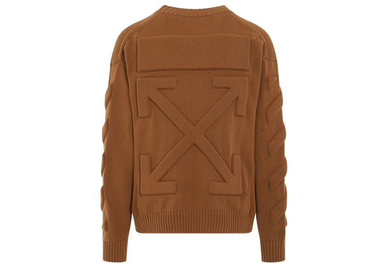 Off-White o1gr1nt1124 3D Diag Knit Crewneck Sweater in Caramel Size US S / EU 44-46 / 1 - 2 Thumbnail