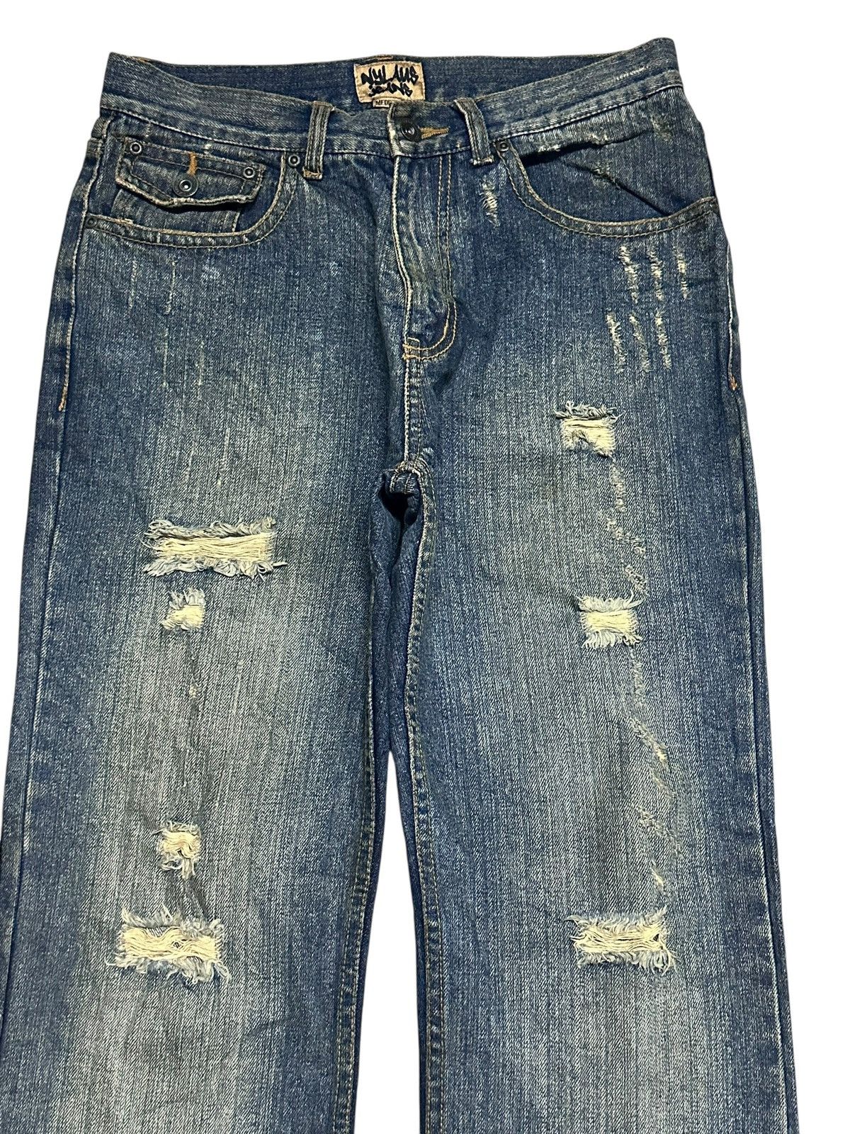 Japanese Brand Nylaus Vintage Distressed With Flare Wideleg Style & Mudwash Size US 31 - 3 Thumbnail