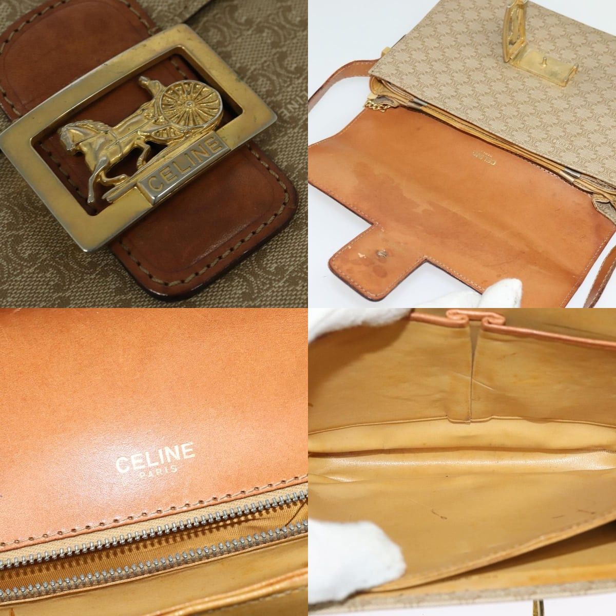 Celine CELINE Macadam Canvas Shoulder Bag Pvc Beige Gold Size ONE SIZE - 11 Thumbnail