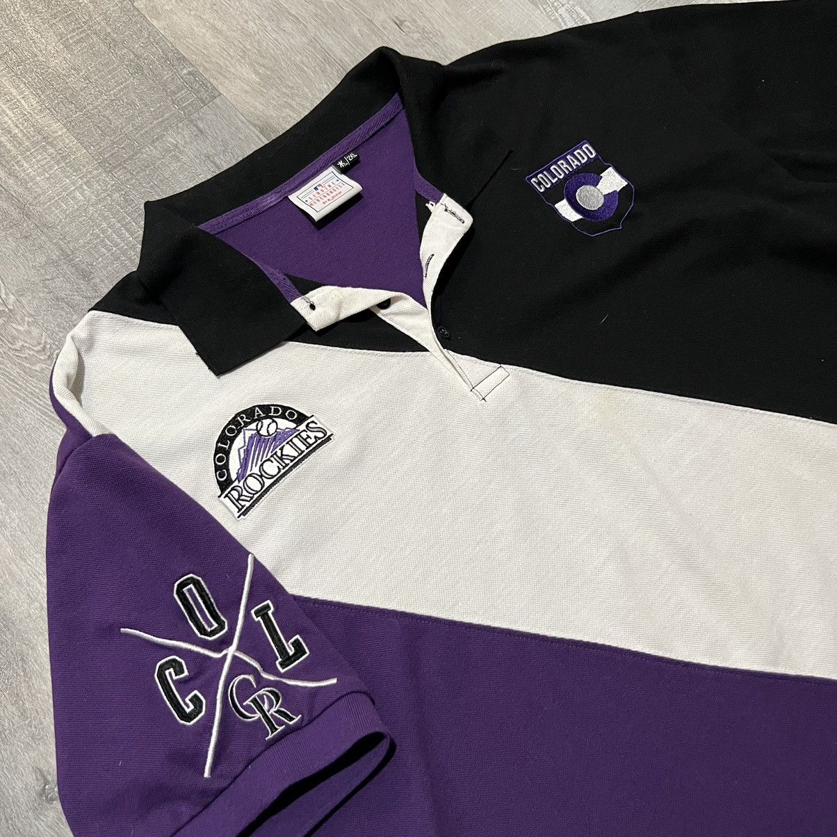 MLB Klew Black MLB Colorado Rockies Denver Baseball Polo Shirt Size US XXL / EU 58 / 5 - 2 Thumbnail