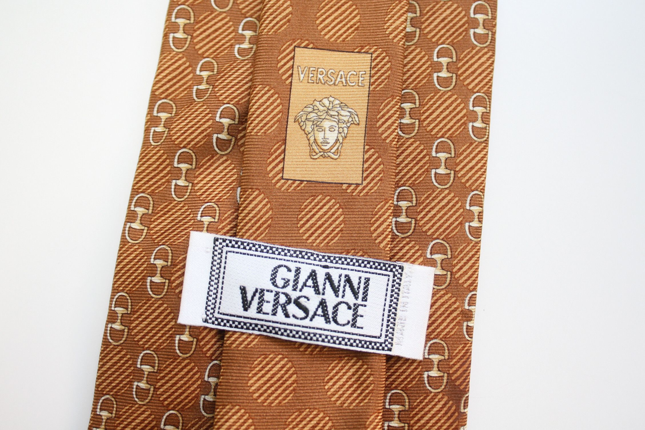 Versace Gianni Versace Mustard Brown Silk Tie Made In Italy Size ONE SIZE - 3 Thumbnail