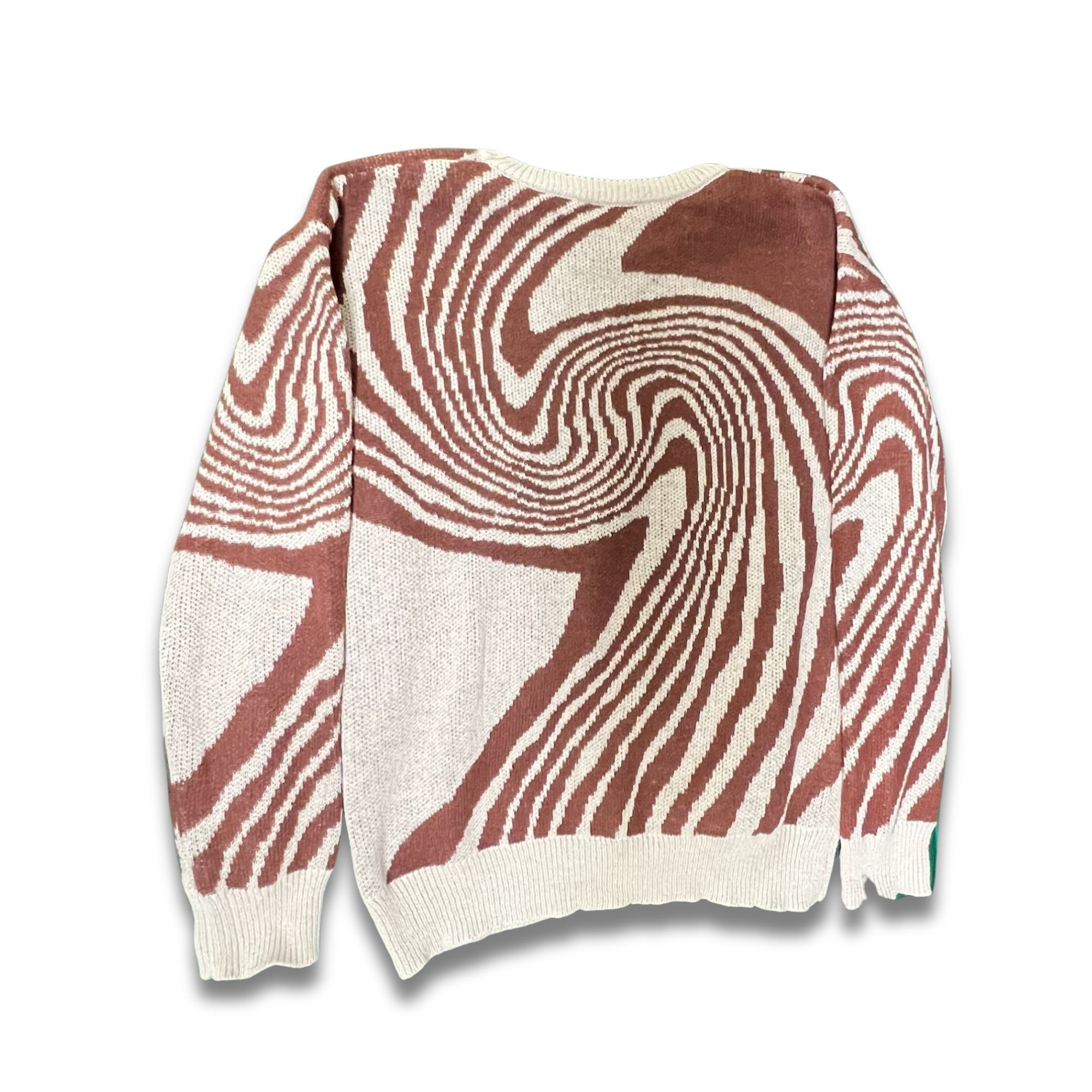 Other Brown & Beige Swirl Pattern Crew Neck Knit Pullover Sweater Size L / US 10 / IT 46 - 3 Thumbnail