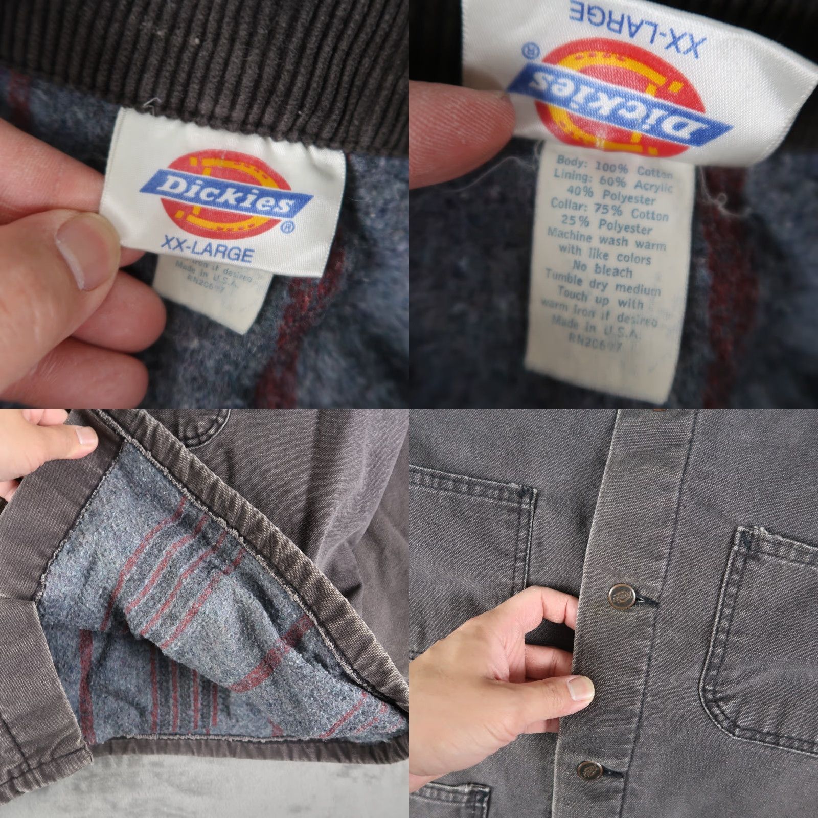 Dickies VINTAGE Dickies Chore Jacket Canvas Duck 2XL Gray Lined Casual Workwear 80s 90s Mens Coat/Jacket Zip Size US XXL / EU 58 / 5 - 8 Thumbnail