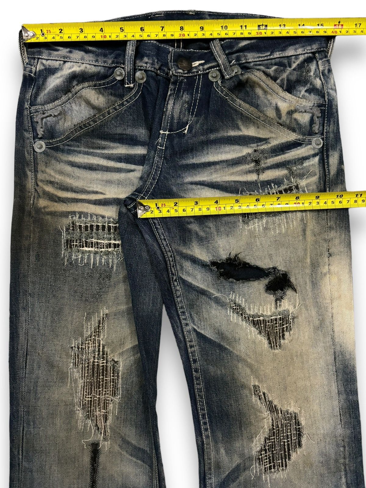 If Six Was Nine Vintage Army of NO! Patched Distressed Flare Grunge Jeans Size US 30 / EU 46 - 20 Thumbnail