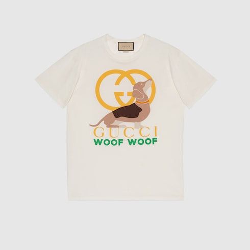 Gucci Gucci Woof Woof Print Cotton T-Shirt SIZE S Size ONE SIZE - 1 Thumbnail