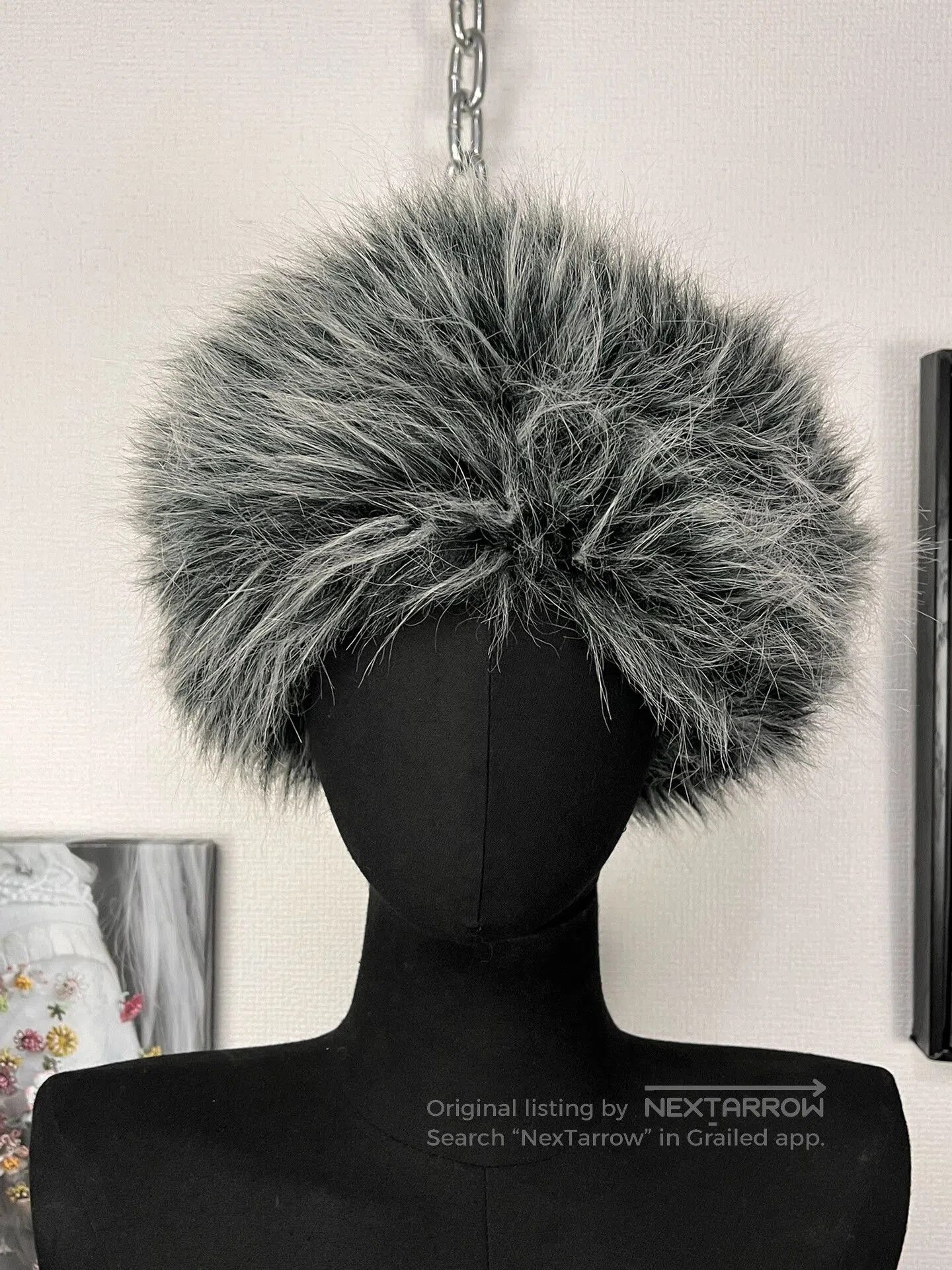 Japanese Brand stylish gray faux fur hat. Size ONE SIZE - 2 Thumbnail